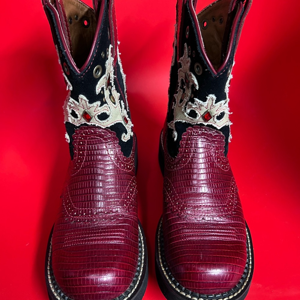 Ariat Fat Baby Red and Black Ankle Boots